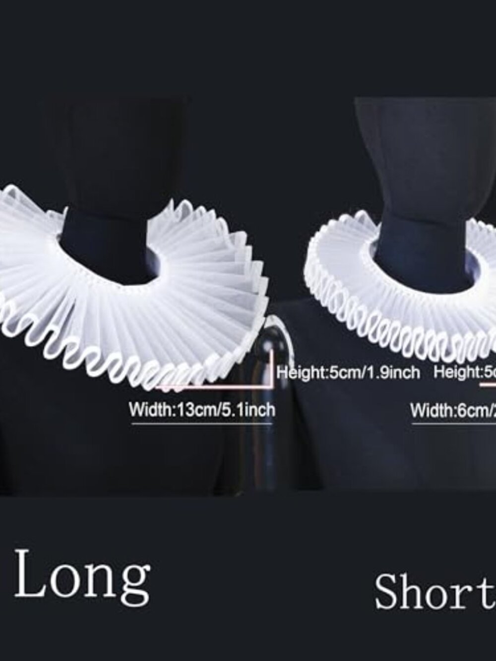 Victorian Lace Ruffle Collar & Cuff Costume Set Renaissance Neck Ruff - Picture 6 of 6